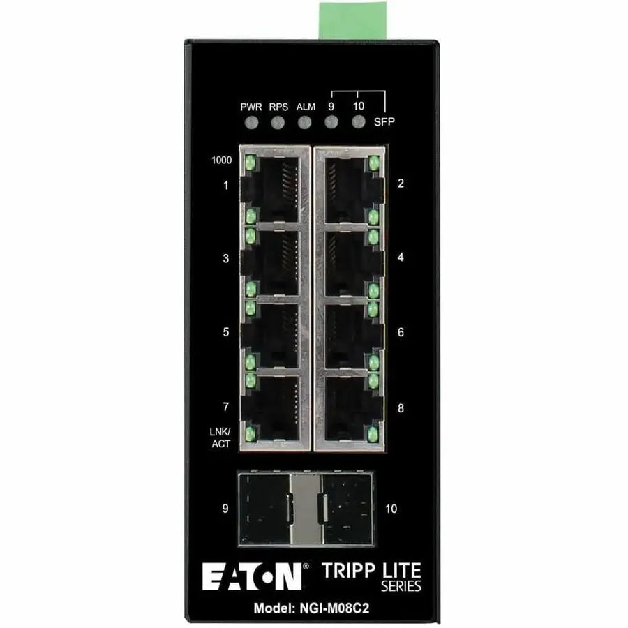 EATON Tripp Lite 8-Port Managed Industrial Gigabit Ethernet Switch - 10/100/1000 Mbps, 2 GbE SFP Slots, -40&deg; to 75&deg;C, DIN Mount - 8 Ports - Manageable - Gigabit Ethernet - 10/100/1000Base-T, 100Base...  - NGI-M08C2