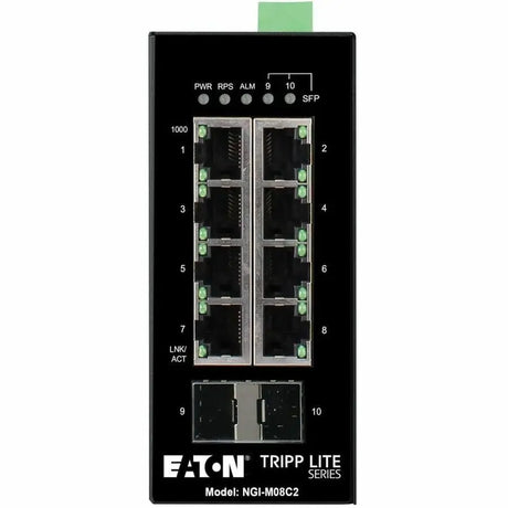 EATON Tripp Lite 8-Port Managed Industrial Gigabit Ethernet Switch - 10/100/1000 Mbps, 2 GbE SFP Slots, -40&deg; to 75&deg;C, DIN Mount - 8 Ports - Manageable - Gigabit Ethernet - 10/100/1000Base-T, 100Base...  - NGI-M08C2