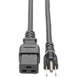 EATON Tripp Lite 8ft Power Cord Adapter Cable 5-15P to C19 Heavy Duty 15A 14AWG 8' - For Server - 125 V AC15 A - Black - 8 ft Cord Length - P034-008