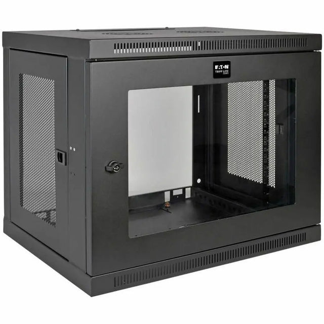 EATON Tripp Lite 9U Wall Mount Rack Enclosure Server Cabinet w/ Acrylic Glass Front Door - For LAN Switch - 9U Rack Height x 19" Rack Width x 16.50" Rack Depth - Wall Mountable - Black - Plexiglass - 200 lb - SRW9UG