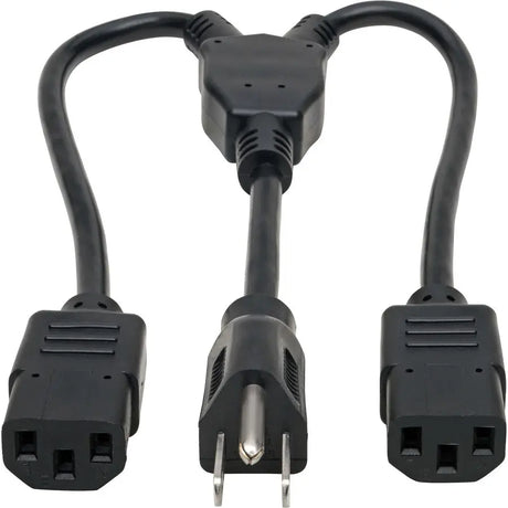 EATON Tripp Lite C14 to C13 Splitter PDU Style C14 Male to 2x C13 Female 10A 18in - For Computer, PDU, Monitor, UPS, Printer, Amplifier, Scanner - 120 V AC / 10 A, 230 V AC - Black - North America - P004-18N-2C13