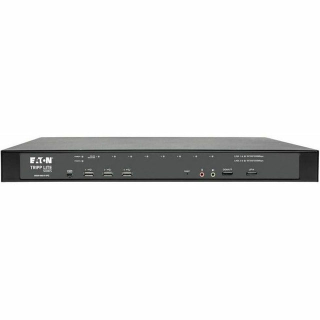 EATON Tripp Lite Cat5 KVM Switch Over IP 8-Port w/ Virtual Media 2 Users 1URM TAA - 8 Computer(s) - 1 Local User(s) - 1 Remote User(s) - 11 x Network (RJ-45) - 2 x PS/2 Port - 6 x USB1 x VGA - Rack-mountabl...  - B064-008-01-IPG
