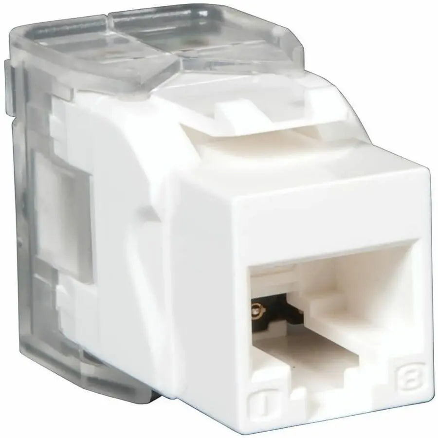 EATON Tripp Lite Cat6 / Cat5e Keystone Jack, 180-Degree Toolless - RJ-45, cat5e cat6 UTP - 110 IDC RJ45 WHITE TAA/GSA - 110-punchdown - N238-001-WH-TF
