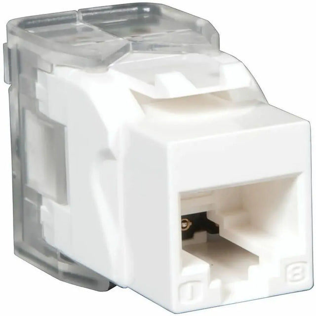 EATON Tripp Lite Cat6 / Cat5e Keystone Jack, 180-Degree Toolless - RJ-45, cat5e cat6 UTP - 110 IDC RJ45 WHITE TAA/GSA - 110-punchdown - N238-001-WH-TF
