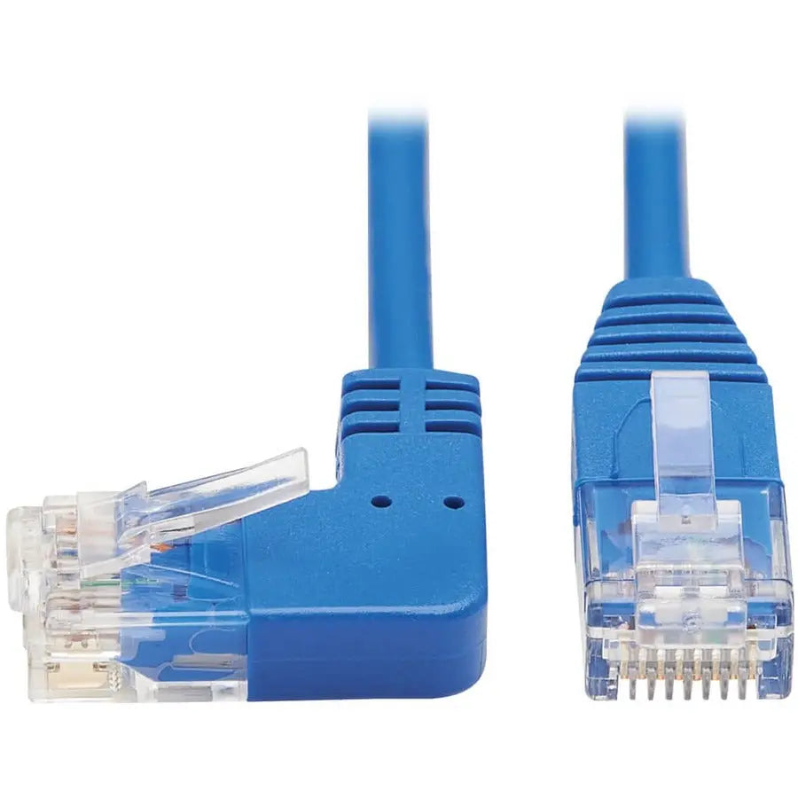 EATON Tripp Lite Cat6 Ethernet Cable Left Angled UTP Slim Molded M/M Blue 15ft - 15 ft Category 6 Network Cable for Network Device, Router, Server, Switch, Workstation, VoIP Device, Printer, Computer, Photo...  - N204-S15-BL-LA