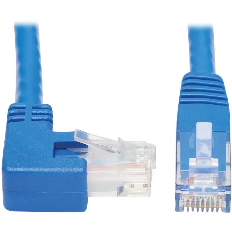 EATON Tripp Lite Cat6 Ethernet Cable Right Angled UTP Molded RJ45 M/M Blue 15ft - 15 ft Category 6 Network Cable for Network Device, Patch Panel, Switch, Printer, Computer, Photocopier, Router, Modem, Serve...  - N204-015-BL-RA