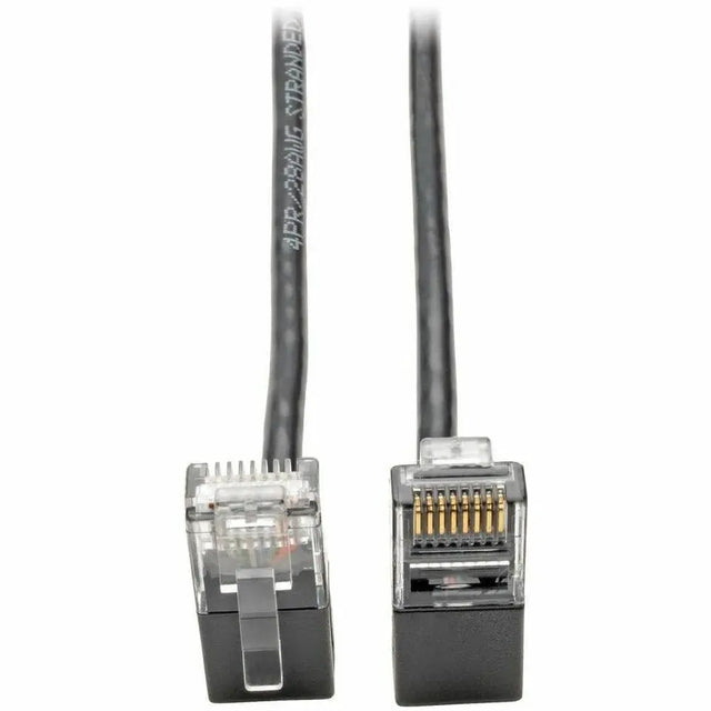 EATON Tripp Lite Cat6 Gigabit Patch Cable Snagless Right-Angle UTP Slim Black 1ft - Category 6 for Switch, Workstation, Router, Network Device, Patch Panel, Server, Printer, Modem, Scanner, Photocopier - 12...  - N201-SR1-BK