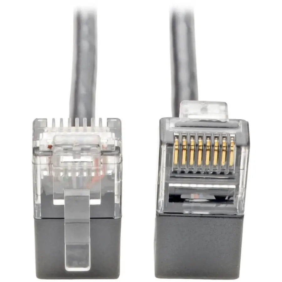 EATON Tripp Lite Cat6 Gigabit Patch Cable Snagless Right-Angle UTP Slim Gray 2ft - Category 6 for Switch, Workstation, Router, Network Device, Patch Panel, Server, Printer, Modem, Scanner, Photocopier - 128...  - N201-SR2-GY