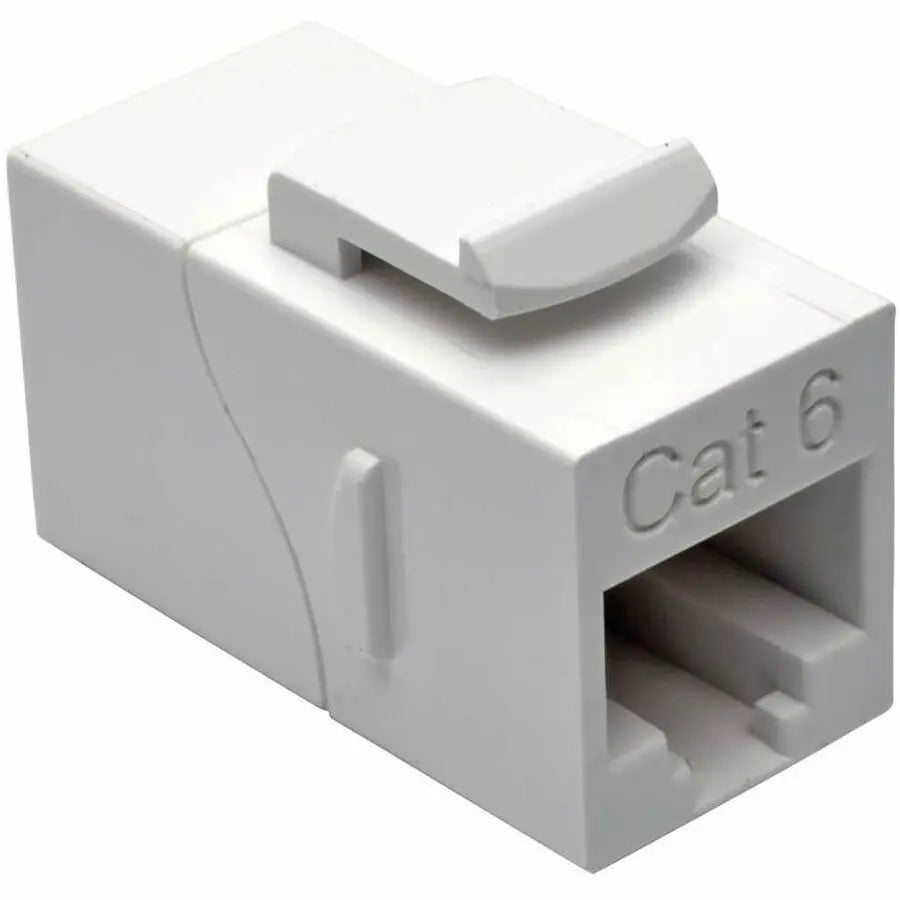 EATON Tripp Lite Cat6 Straight-Through Modular In-Line Snap-In Coupler (RJ45 F/F), White - 1 x RJ-45 Network Female - 1 x RJ-45 Network Female - Gold Contact - White - TAA Compliant - N235-001-WH