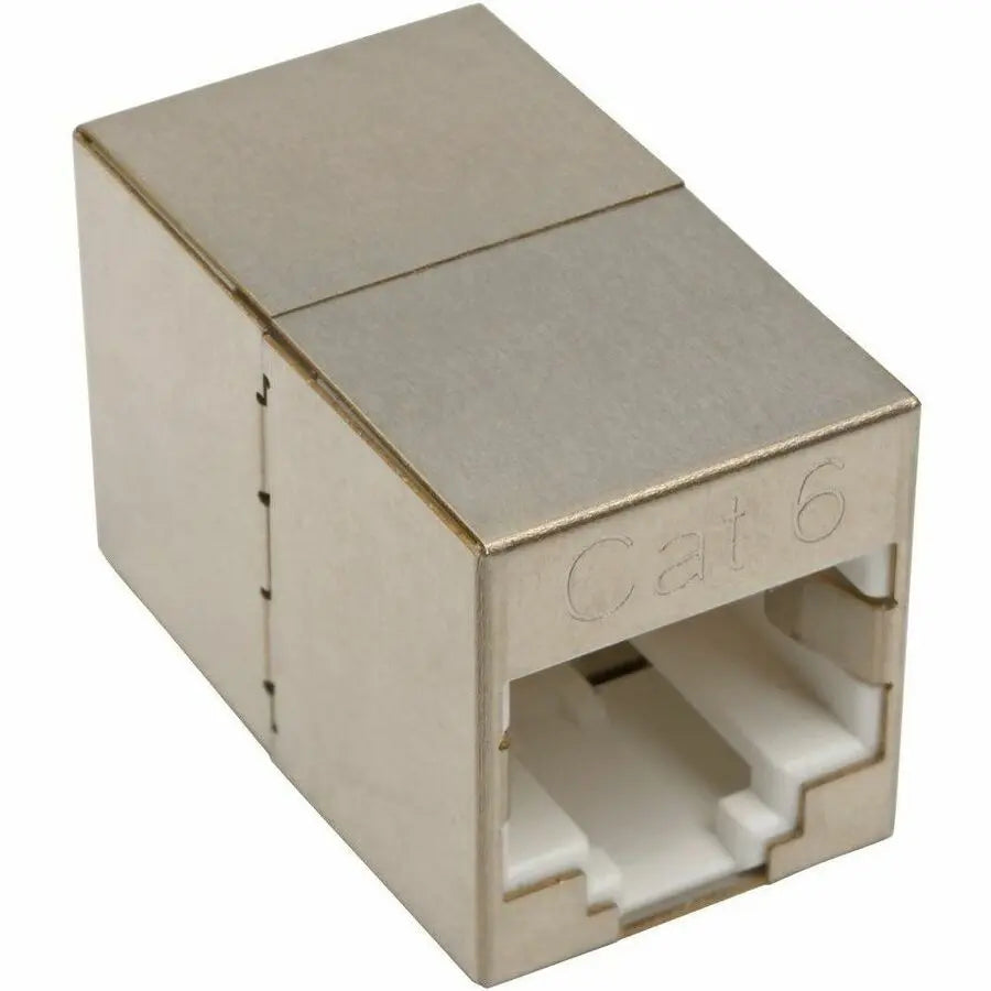 EATON Tripp Lite Cat6 Straight-Through Modular Shielded Compact In-Line Coupler (RJ45 F/F), TAA - 1 x RJ-45 Network Female - 1 x RJ-45 Network Female - Gold Contact - Silver - TAA Compliant - N234-001-SH