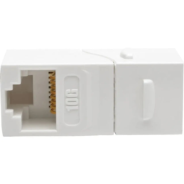 EATON Tripp Lite Cat6a Straight Through Modular In Line Snap -In Coupler RJ45 F/F - 1 x RJ-45 Female Network - 1 x RJ-45 Female Network - Gold Plated Contact - White - N235-001-WH-6AD