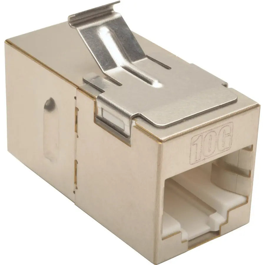 Tripp Lite Cat6a Straight-Through Modular Shielded In-Line Snap-In Coupler (RJ45 F/F) - 1 x RJ-45 Network Female - 1 x RJ-45 Network Female - Silver - TAA Compliant - N235-001-SH-6A EATON