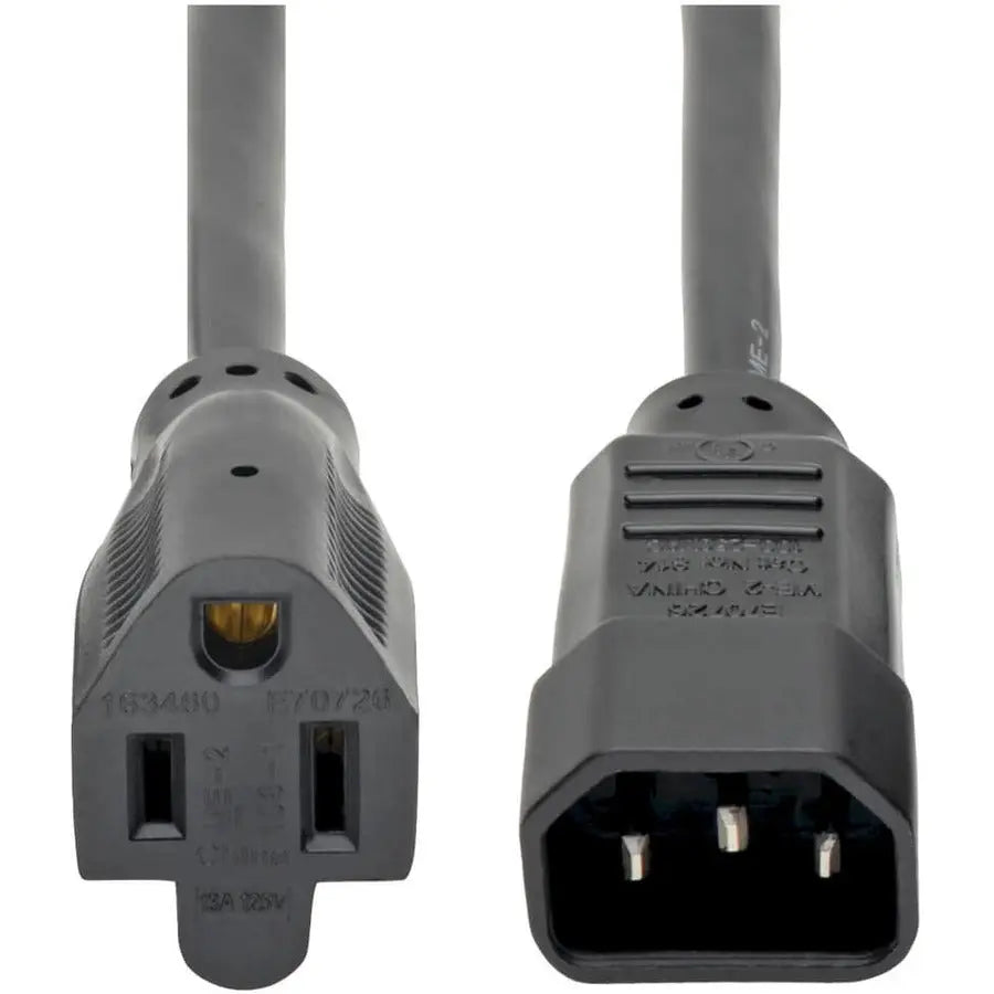 EATON Tripp Lite Computer Power Extension Cord Adapter 13A 16AWG C14 to 5-15R 2ft - 12A, 16AWG (IEC-320-C14 to NEMA 5-15R) 2-ft. - P002-002