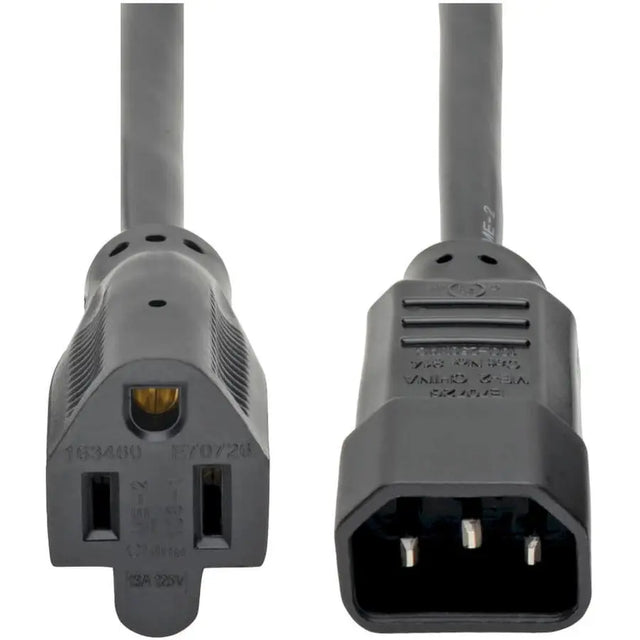 EATON Tripp Lite Computer Power Extension Cord Adapter 13A 16AWG C14 to 5-15R 2ft - 12A, 16AWG (IEC-320-C14 to NEMA 5-15R) 2-ft. - P002-002