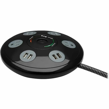 EATON Tripp Lite Conference Surge Protector with 4 5-15R Outlets & 4 USB-A Ports 6ft Cord Black - 4 x NEMA 5-15R, 4 x USB - 1800 VA - 1800 J - 120 V AC Input - TLP406USBUFO