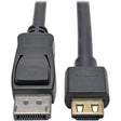 EATON Tripp Lite DisplayPort 1.4 to HDMI Active Adapter Cable (M/M), 4K 60 Hz, 4:4:4, HDR, HDCP 2.2, 15 ft. (4.6 m) - 15 ft DisplayPort/HDMI A/V Cable for Monitor, Audio/Video Device, TV, Projector, Compute - P582-015-HD-V4A