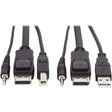 EATON Tripp Lite DisplayPort KVM Cable Kit 3 in 1 4K USB 3.5 mm Audio 3xM/3xM 6ft - 5.91 ft KVM Cable for KVM Switch, Computer - First End: 1 x Mini-phone Male Audio, First End: 1 x DisplayPort Male Digital...  - P783-006