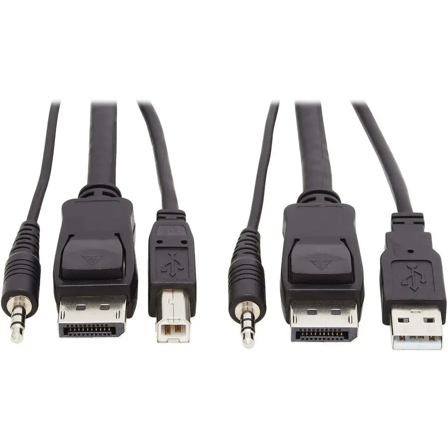 EATON Tripp Lite DisplayPort KVM Cable Kit 3 in 1 4K USB 3.5 mm Audio 3xM/3xM 6ft - 5.91 ft KVM Cable for KVM Switch, Computer - First End: 1 x Mini-phone Male Audio, First End: 1 x DisplayPort Male Digital...  - P783-006