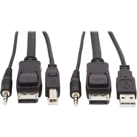 EATON Tripp Lite DisplayPort KVM Cable Kit 3 in 1 4K USB 3.5 mm Audio 3xM/3xM 6ft - 5.91 ft KVM Cable for KVM Switch, Computer - First End: 1 x Mini-phone Male Audio, First End: 1 x DisplayPort Male Digital...  - P783-006