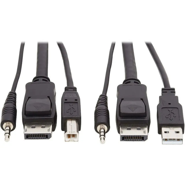 EATON Tripp Lite DisplayPort KVM Cable Kit 3 in 1 4K USB 3.5 mm Audio 3xM/3xM 6ft - 5.91 ft KVM Cable for KVM Switch, Computer - First End: 1 x Mini-phone Male Audio, First End: 1 x DisplayPort Male Digital...  - P783-006
