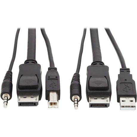EATON Tripp Lite DisplayPort KVM Cable Kit 3 in 1 4K USB 3.5mm Audio 3xM/3xM 10ft - 9.84 ft KVM Cable for KVM Switch, Computer - First End: 1 x Mini-phone Male Audio, First End: 1 x DisplayPort Male Digital...  - P783-010