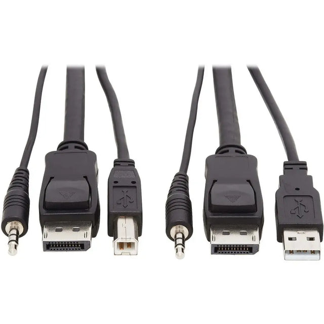 EATON Tripp Lite DisplayPort KVM Cable Kit 3 in 1 4K USB 3.5mm Audio 3xM/3xM 10ft - 9.84 ft KVM Cable for KVM Switch, Computer - First End: 1 x Mini-phone Male Audio, First End: 1 x DisplayPort Male Digital...  - P783-010