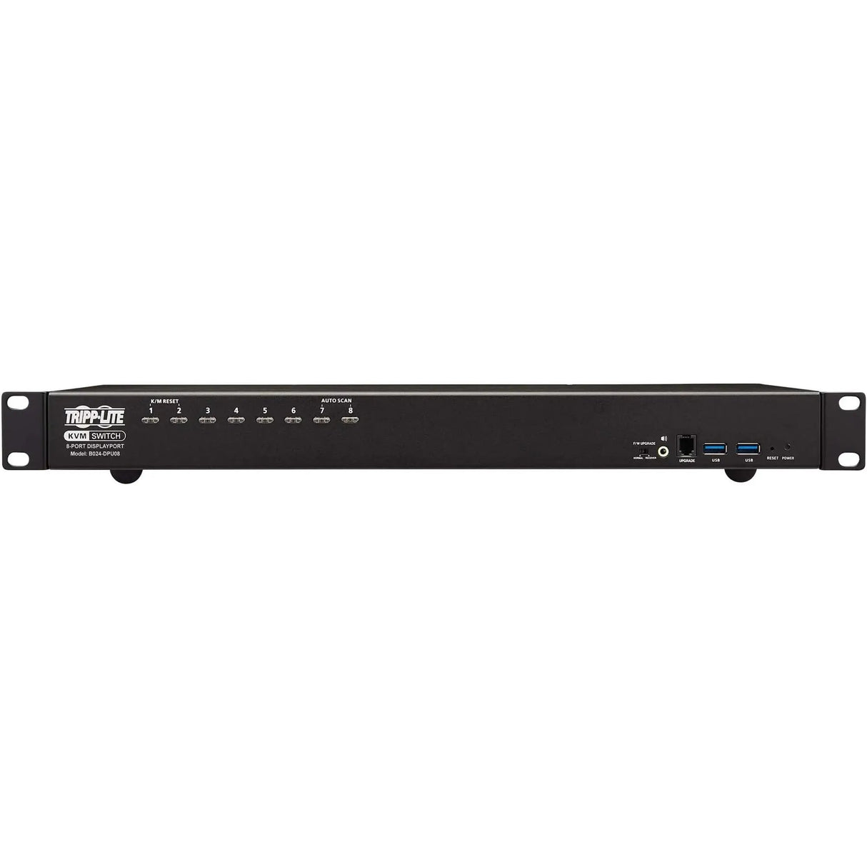 EATON Tripp Lite DisplayPort / USB KVM Switch 8-Port Audio/Video 4K 60Hz 1URM - 8 Computer(s) - 4096 x 2160 - 50 Hz, 60 Hz - 10 x USB - Rack-mountable, Desktop - 8 x DisplayPort - 1U - B024-DPU08