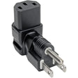 EATON Tripp Lite Down-Angled NEMA 5-15P to C13 Power Cord Adapter - 10A, 125V, Black - 1 x NEMA 5-15P Plug - 1 x IEC 60320 C13 Receptacle - 125 V AC / 10 A - Black - P006-000-DA