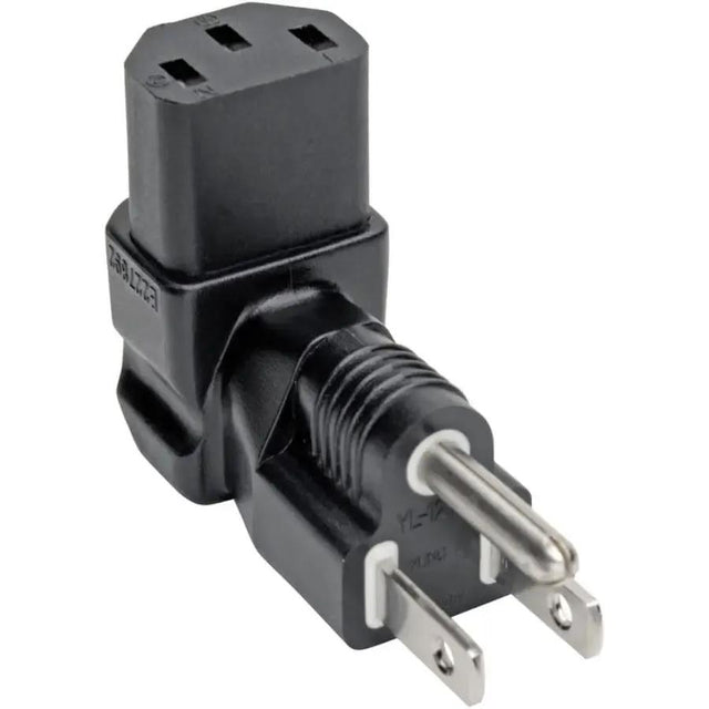 EATON Tripp Lite Down-Angled NEMA 5-15P to C13 Power Cord Adapter - 10A, 125V, Black - 1 x NEMA 5-15P Plug - 1 x IEC 60320 C13 Receptacle - 125 V AC / 10 A - Black - P006-000-DA