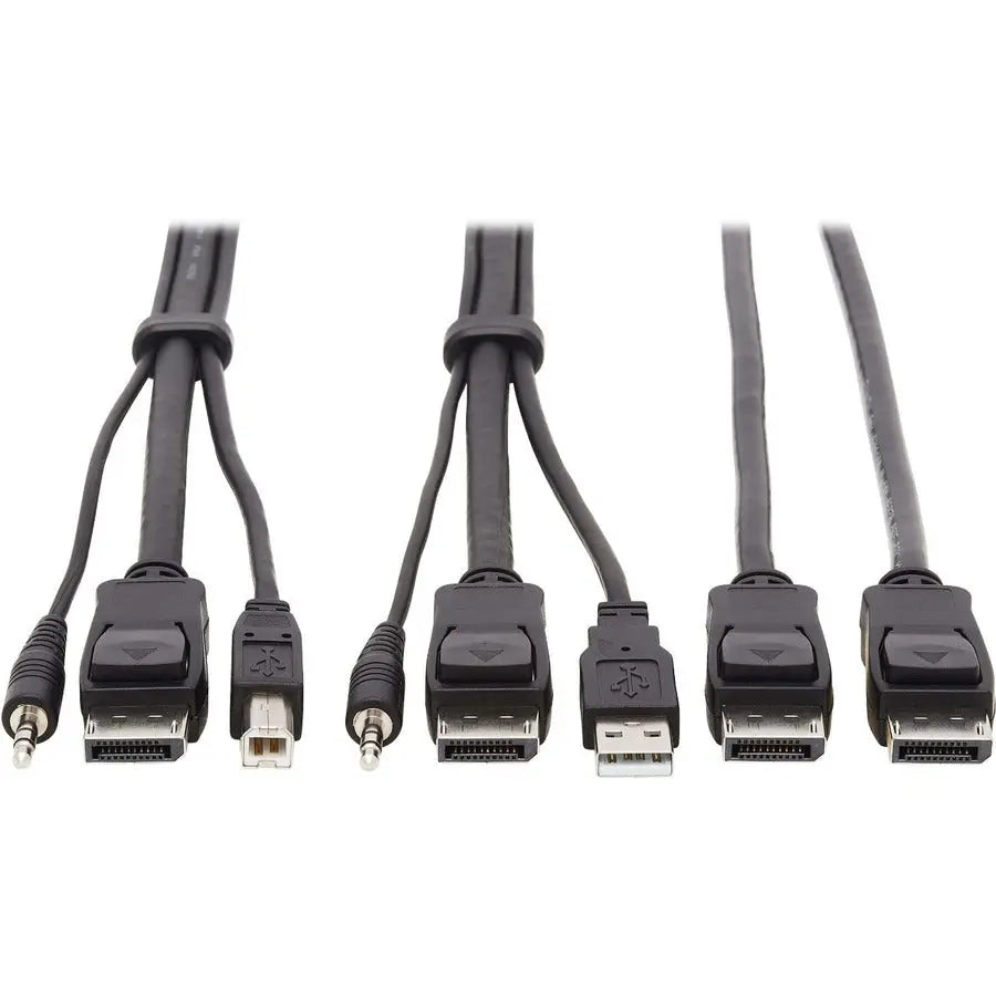 EATON Tripp Lite Dual DisplayPort KVM Cable Kit 4K USB 3.5 mm Audio 3xM/3xM 10ft - 9.84 ft KVM Cable for KVM Switch, Computer, Monitor - First End: 1 x Mini-phone Male Audio, First End: 1 x DisplayPort Male...  - P783-010-DP