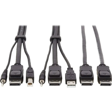 EATON Tripp Lite Dual DisplayPort KVM Cable Kit 4K USB 3.5 mm Audio 3xM/3xM 10ft - 9.84 ft KVM Cable for KVM Switch, Computer, Monitor - First End: 1 x Mini-phone Male Audio, First End: 1 x DisplayPort Male...  - P783-010-DP