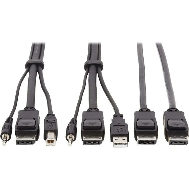 EATON Tripp Lite Dual DisplayPort KVM Cable Kit 4K USB 3.5 mm Audio 3xM/3xM 10ft - 9.84 ft KVM Cable for KVM Switch, Computer, Monitor - First End: 1 x Mini-phone Male Audio, First End: 1 x DisplayPort Male...  - P783-010-DP