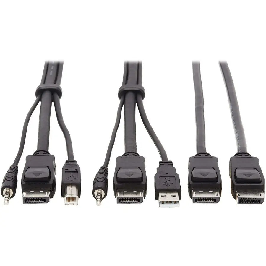 EATON Tripp Lite Dual DisplayPort KVM Cable Kit 4K USB 3.5 mm Audio 3xM/3xM 6ft - 5.91 ft KVM Cable for KVM Switch, Computer, Monitor - First End: 1 x Mini-phone Male Audio, First End: 1 x DisplayPort Male ...  - P783-006-DP
