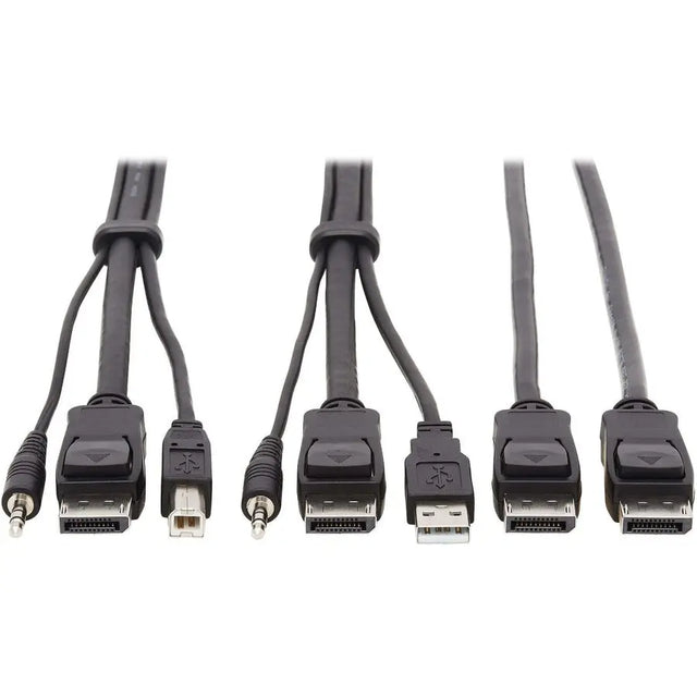 EATON Tripp Lite Dual DisplayPort KVM Cable Kit 4K USB 3.5 mm Audio 3xM/3xM 6ft - 5.91 ft KVM Cable for KVM Switch, Computer, Monitor - First End: 1 x Mini-phone Male Audio, First End: 1 x DisplayPort Male ...  - P783-006-DP