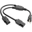 EATON Tripp Lite Dual IEC Power Cord Splitter Cable 5-15P to 2x IEC-320 C13 18in - For Desktop Computer - Black - P006-18N-2