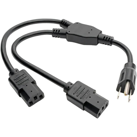 EATON Tripp Lite Dual IEC Power Cord Splitter Cable 5-15P to 2x IEC-320 C13 18in - For Desktop Computer - Black - P006-18N-2