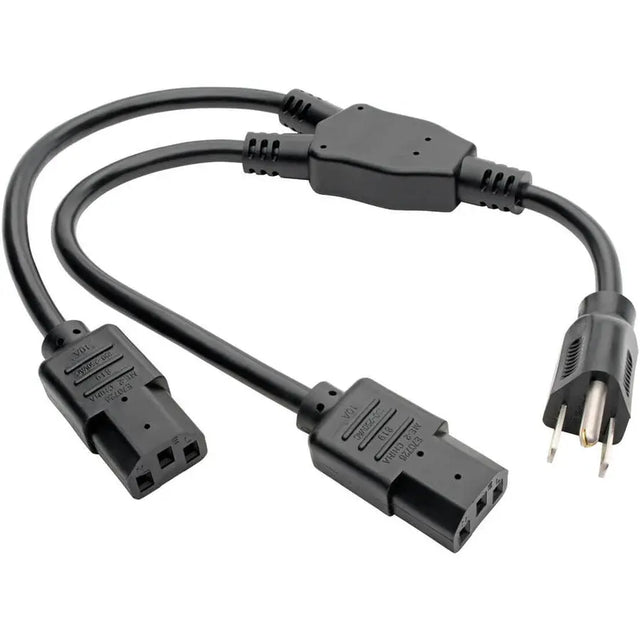 EATON Tripp Lite Dual IEC Power Cord Splitter Cable 5-15P to 2x IEC-320 C13 18in - For Desktop Computer - Black - P006-18N-2