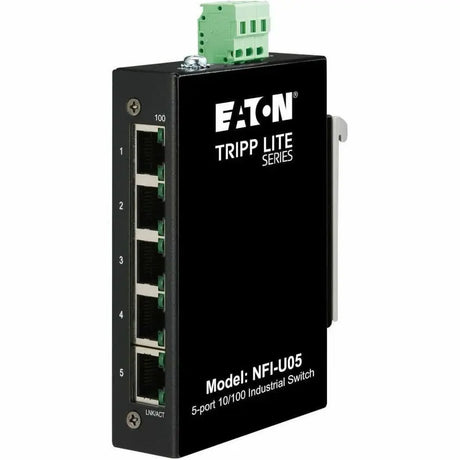 EATON Tripp Lite Ethernet Switch Unmanaged 5Port Industrial DIN Mount 10/100 Mbps - 5 Ports - Fast Ethernet - 10/100Base-T - TAA Compliant - 2 Layer Supported - 3 W Power Consumption - Twisted Pair - DIN Ra...  - NFI-U05