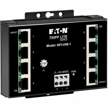 EATON Tripp Lite Ethernet Switch Unmanaged 8Port Industrial Wallmount 10/100 Mbps - 8 Ports - Fast Ethernet - 10/100Base-T - TAA Compliant - 2 Layer Supported - 4 W Power Consumption - Twisted Pair - DIN Ra...  - NFI-U08-1
