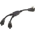 EATON Tripp Lite Extension Cord Y Splitter, Right-Angle NEMA 5-15P to 2x NEMA 5-15R - Heavy Duty, 15A, 120V, 14 AWG, 1 ft. (0.3 m), Black - For PC, Monitor, Printer, Home Theater, Desktop Computer, PDU, UPS - P024-001-15D-2