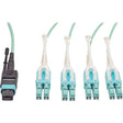 EATON Tripp Lite Fan-out Cable Push / Pull Tab MTP/MPO to 8 x LC 40Gbase OM3 Plenum Aqua 3M 10ft 10' 3 Meter - 10 ft Fiber Optic Network Cable for Network Device - First End: MTP Network - Second End: 8 x L...  - N844-03M-8LC-PT