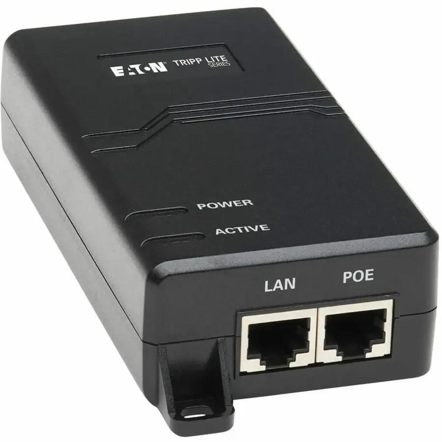 EATON Tripp Lite Gigabit Midspan PoE+ Injector Active IEEE 802.3at/802.3af 1-Port - 120 V AC, 230 V AC Input - Ethernet Input Port(s) - Ethernet Output Port(s) - Surface-mountable - Black - NPOE-30W-1G