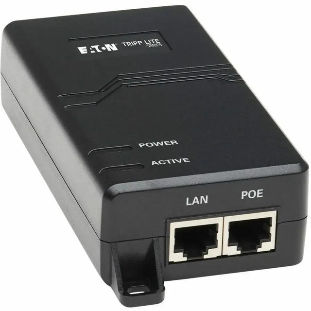 EATON Tripp Lite Gigabit Midspan PoE+ Injector Active IEEE 802.3at/802.3af 1-Port - 120 V AC, 230 V AC Input - Ethernet Input Port(s) - Ethernet Output Port(s) - Surface-mountable - Black - NPOE-30W-1G