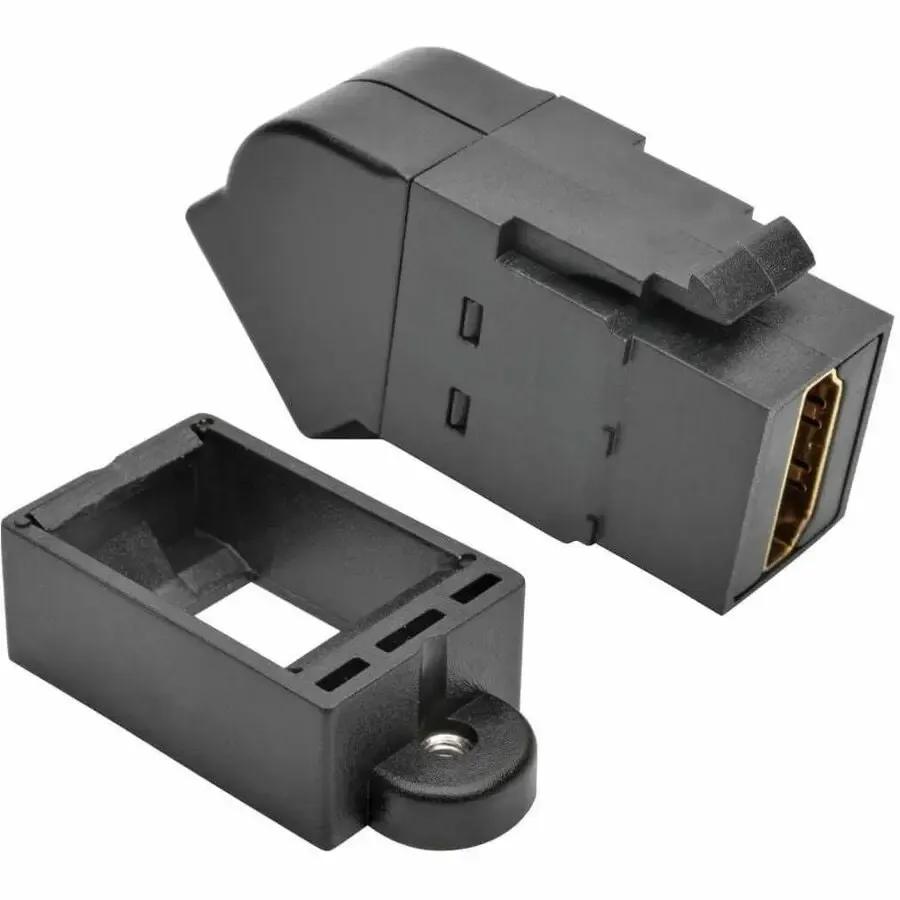 EATON Tripp Lite HDMI Coupler Keystone Panel Mount Angled All-in One F/F Black - 1 x HDMI Female Digital Audio/Video - 1 x HDMI Female Digital Audio/Video - Gold Plated Connector - Black - P164-000-KPA-BK