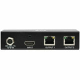 EATON Tripp Lite HDMI Over Cat6 Splitter 2-Port 4K60Hz HDR 4:4:4 PoC HDCP 2.2 TAA - 3840 × 2160 - 230 ft Maximum Operating Distance - 1 x HDMI In - Network (RJ-45) - TAA Compliant - B127A-002-BH