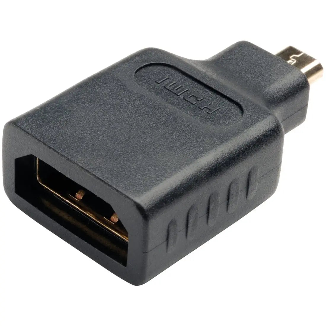 EATON Tripp Lite HDMI to Micro HDMI Adapter Converter, 1080p (F/M) - 1 x HDMI (Micro Type D) Digital Audio/Video Male - 1 x HDMI Digital Audio/Video Female - 1920 x 1080 Supported - Gold Connector - Black - P142-000-MICRO