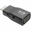 EATON Tripp Lite HDMI to VGA Adapter Converter with Audio Compact M/F 1080p @60Hz - 1 x HDMI Male Digital Audio/Video - 1 x HD-15 Female VGA, 1 x Mini-phone Female Audio, 1 x Type B Female Micro USB - 1920  - P131-000-A