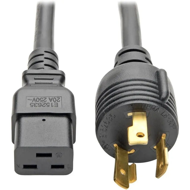 EATON Tripp Lite Heavy Duty Power Extension Cord 20A 12AWG C19 to L6-30P 12' 12ft - 12 Gauge - 120 V AC, 230 V AC20 A - Black - 12 ft Cord Length - P040-012-P30