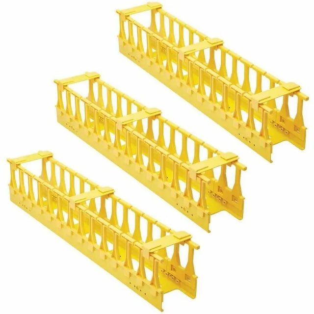 EATON Tripp Lite High-Capacity Vertical Cable Manager - Double Finger Duct, Yellow, 6 ft. (1.8 m) - Vertical Cable Manager - Yellow - 3 Pack - Steel - SRCABLEVRT3FC