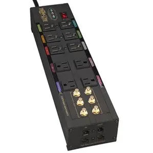 EATON Tripp Lite Home Theater Isobar Surge Protector 10 Outlet RJ11 RJ45 Coax - Receptacles: 10 x NEMA 5-15R - 3840J - HT10DBS